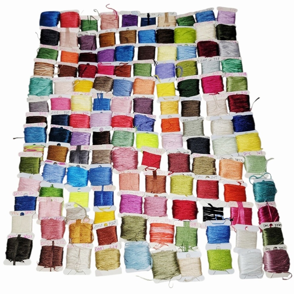 DMC Embroidery Floss Lot 130 Bobbins Assorted Colors Cross Stitch Thread
